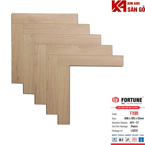 Sàn Gỗ Xương Cá 12mm Fortune FX-99